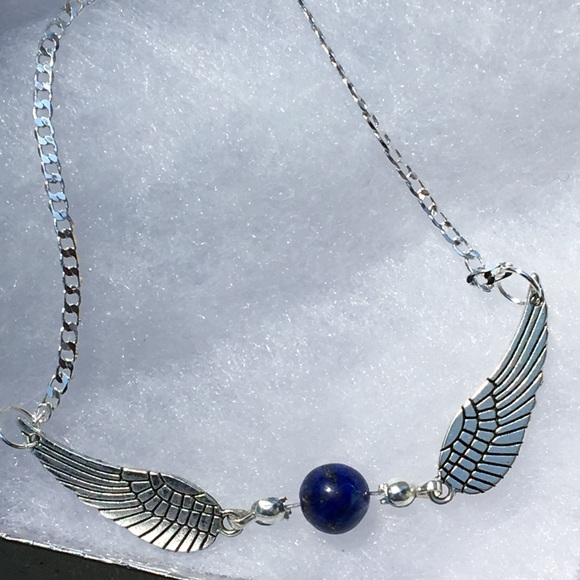 PeaceFrog Jewelry - Blue Lapis Lazuli Angel Sterling Silver Anklet